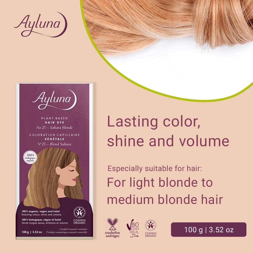 Organic Sahara Blonde No. 25 Plant - Based Hair Colour 100g - Ayluna - Hair Color - Eco Natural Products