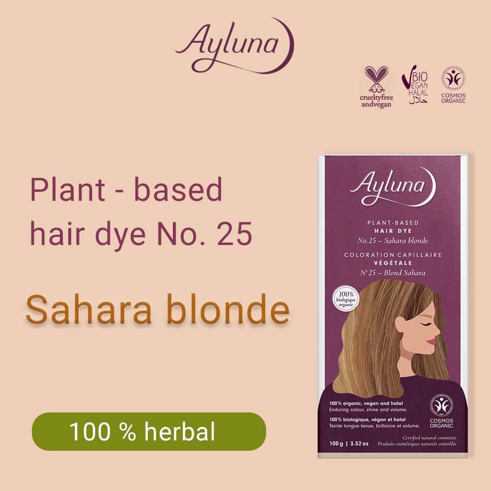 Organic Sahara Blonde No. 25 Plant - Based Hair Colour 100g - Ayluna - Hair Color - Eco Natural Products