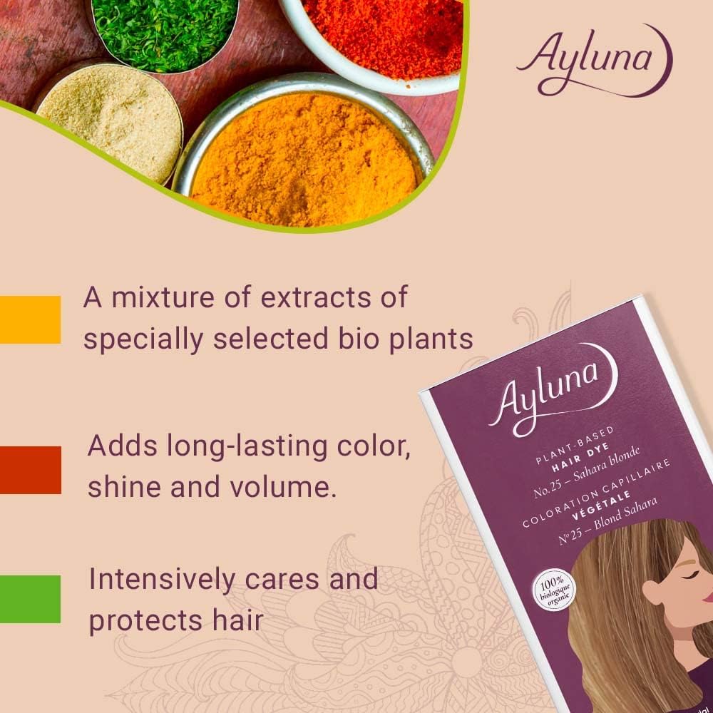 Organic Sahara Blonde No. 25 Plant - Based Hair Colour 100g - Ayluna - Hair Color - Eco Natural Products