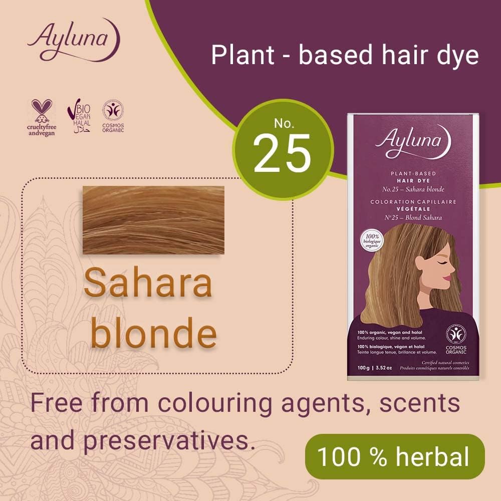 Organic Sahara Blonde No. 25 Plant - Based Hair Colour 100g - Eco Natural Products - Ayluna - Hair Color