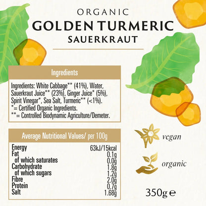 Organic Sauerkraut Golden Turmeric 350g - Biona - Preserved Vegetables - Eco Natural Products