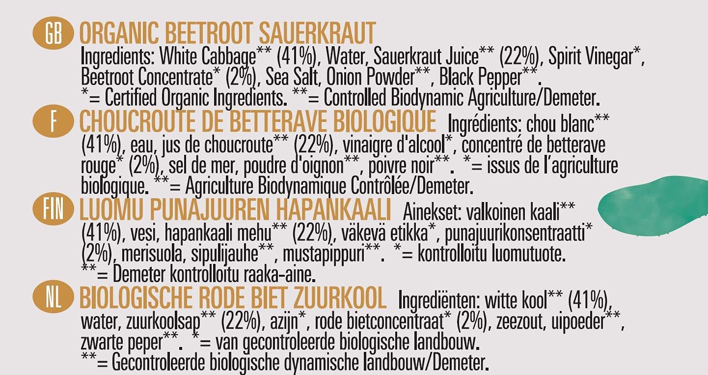 Organic Sauerkraut Ruby Beetroot 350g - Biona - Preserved Vegetables - Eco Natural Products