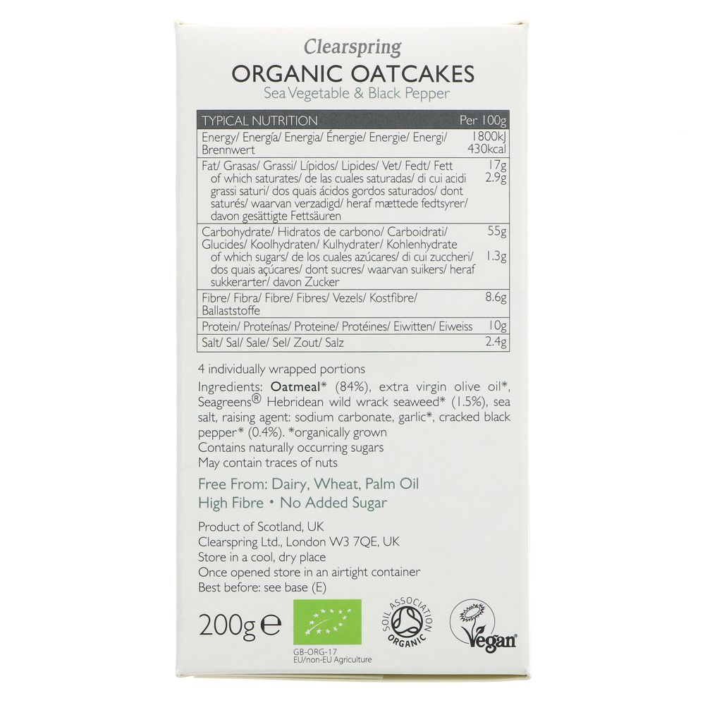 Organic Sea Vegetable & Black Pepper Oatcakes 200g - Clearspring - Cake - Eco Natural Products