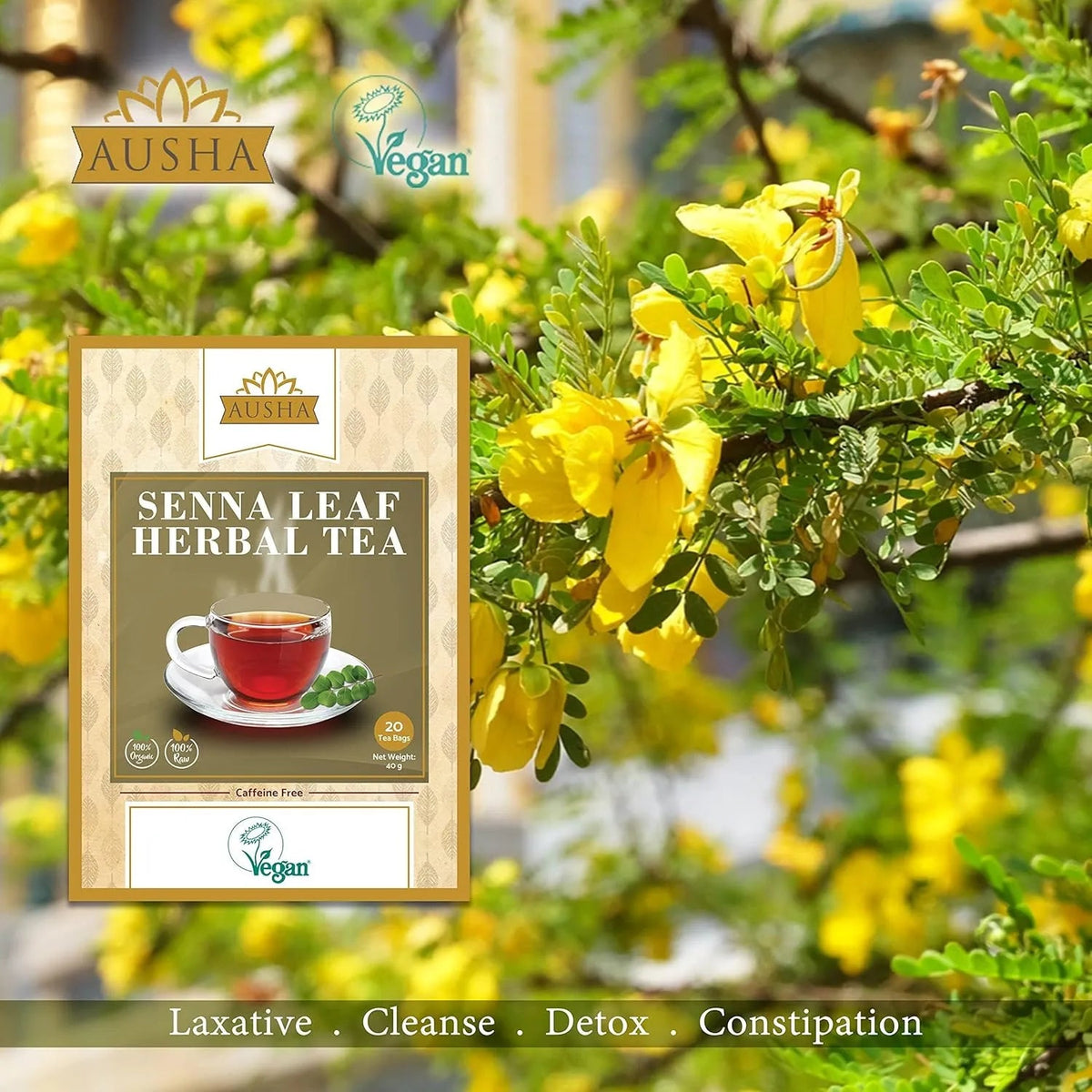 Organic Senna Leaf Herbal Tea 20 Bags - Ausha - Teas - Ausha