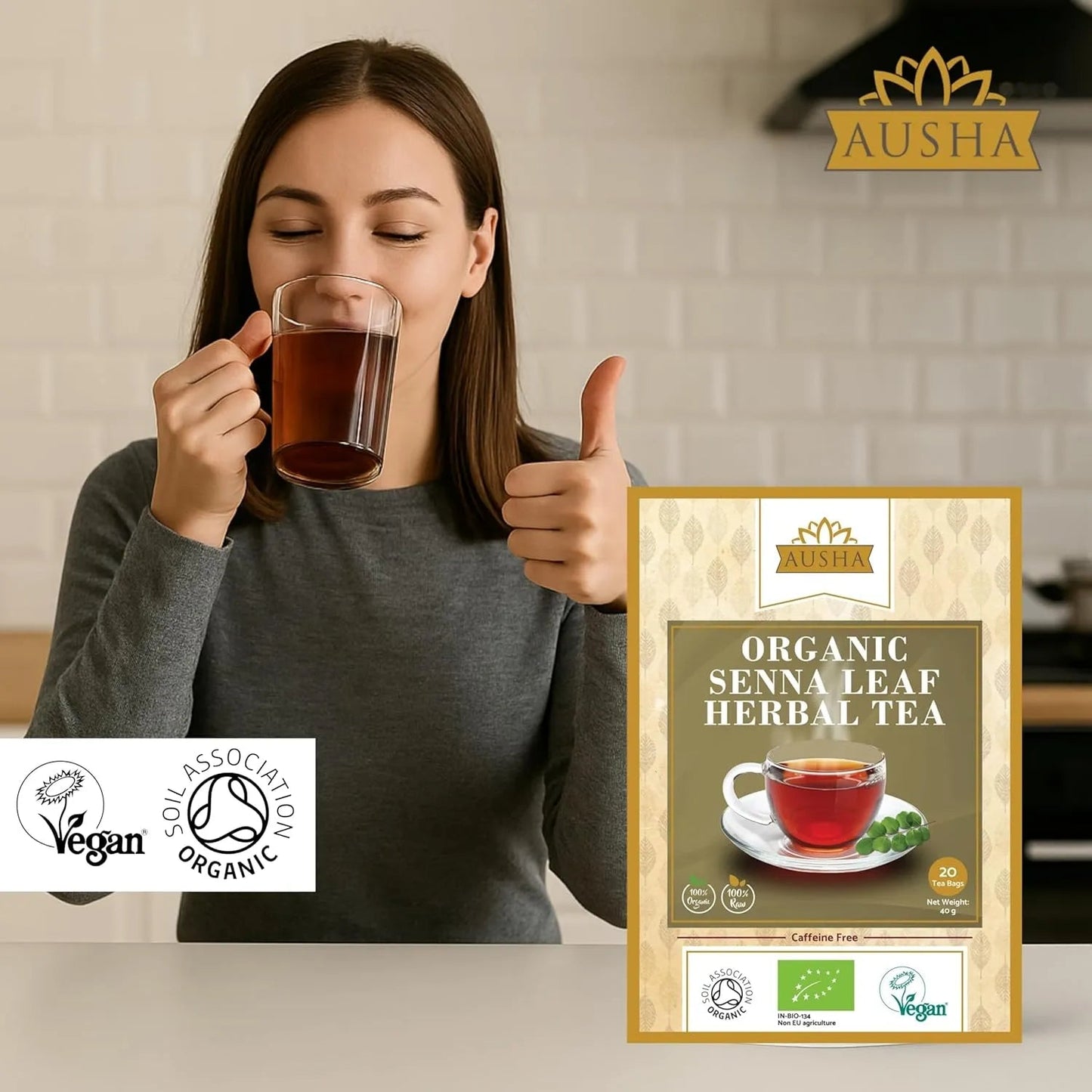 Organic Senna Leaf Herbal Tea 20 Bags - Ausha - Teas - Ausha