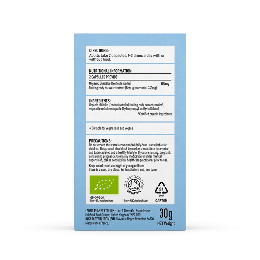 Organic Shiitake 60 Capsules - Mushrooms 4 Life - Mushroom powder - Eco Natural Products