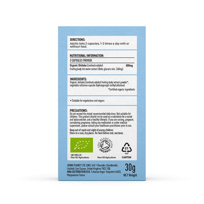 Organic Shiitake 60 Capsules - Mushrooms 4 Life - Mushroom powder - Eco Natural Products