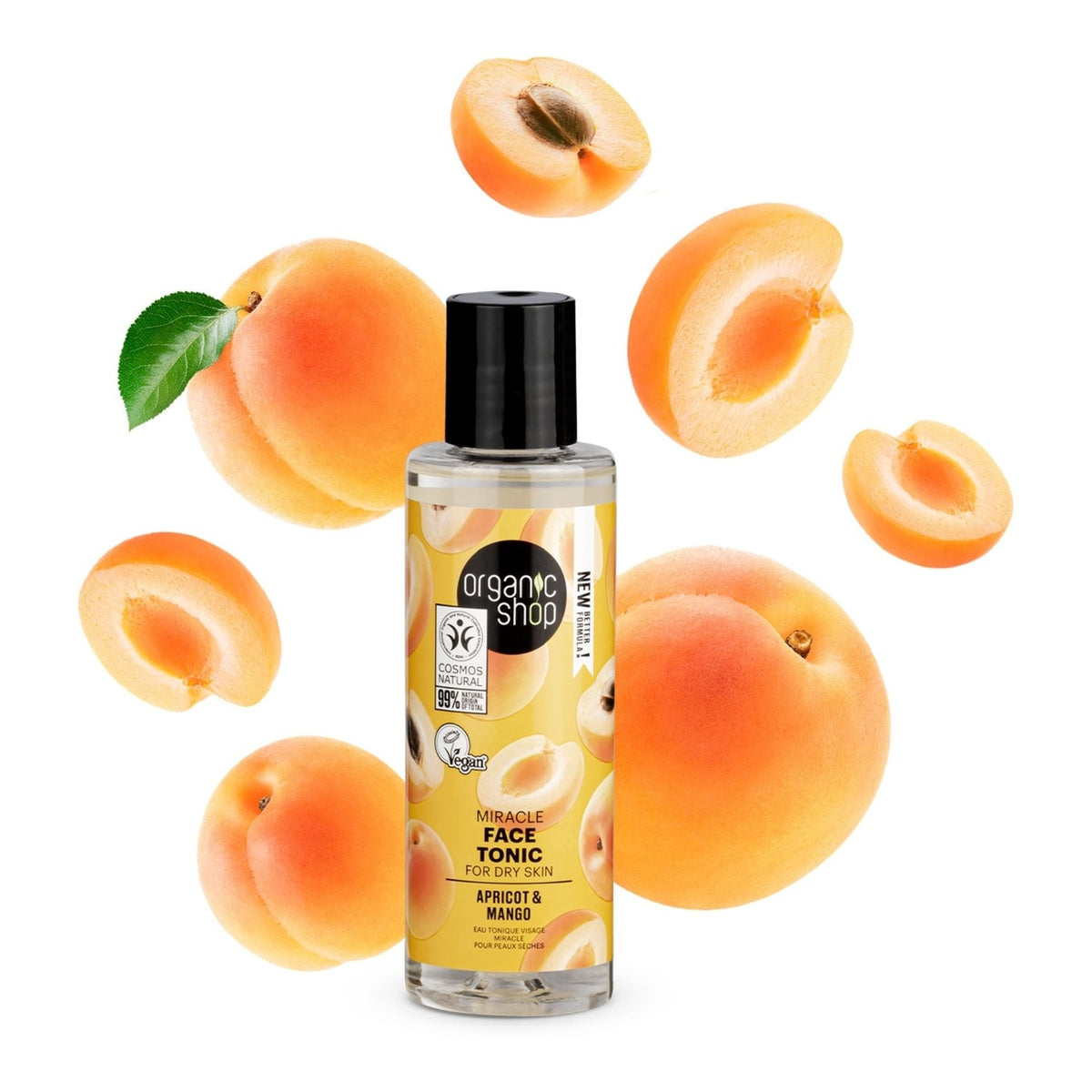 Organic Shop Apricot and Mango Miracle Face Tonic for Dry Skin 150ml with apricots