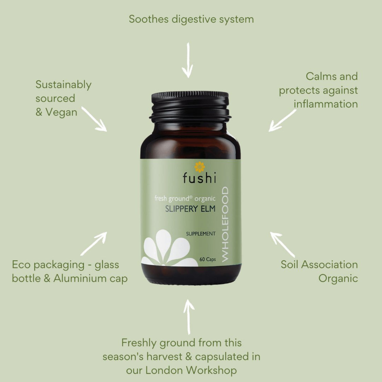 Organic Slippery Elm Capsules - 60 capsule EXP 02.04.2026 - Fushi Wellbeing - Herbal Supplements - Fushi Wellbeing