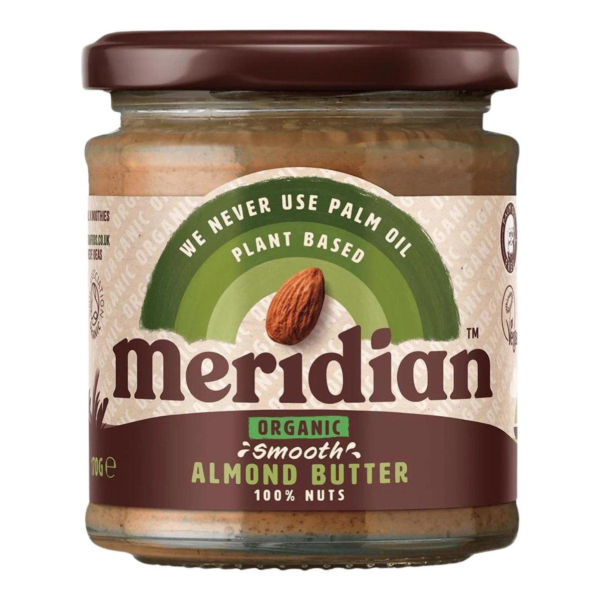 Organic Smooth Almond Butter 100% - 170g - Meridian - Spreads - Eco Natural Products