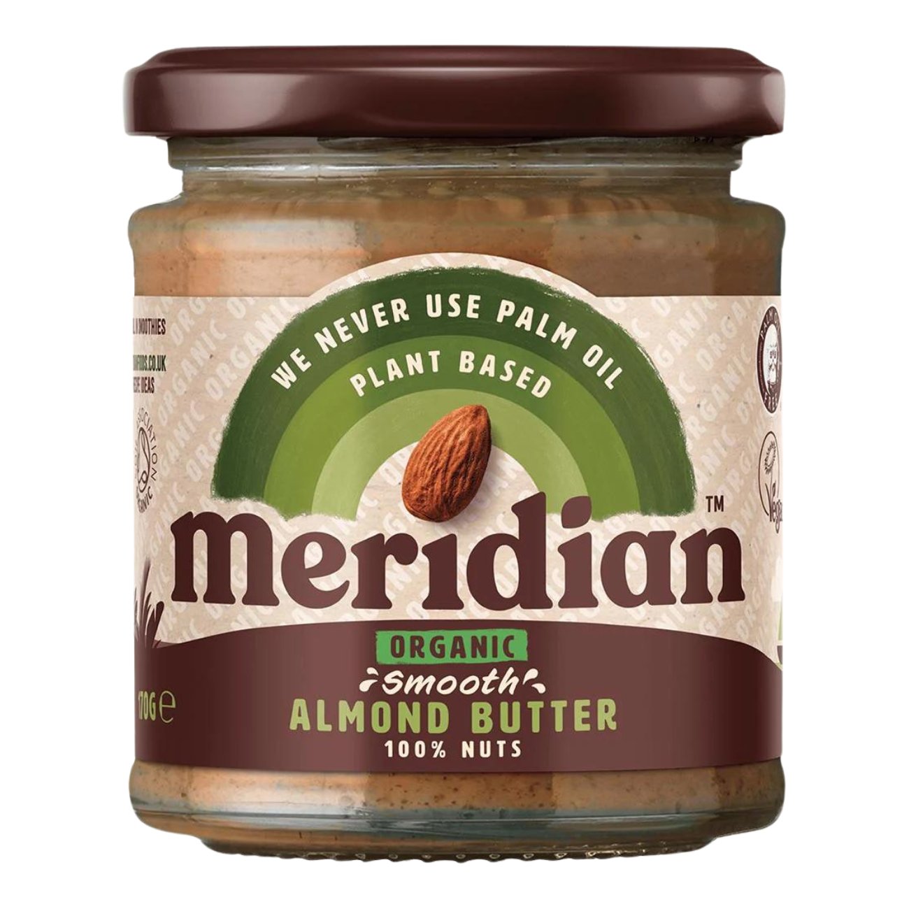 Organic Smooth Almond Butter 100% - 170g - Meridian - Spreads - Eco Natural Products