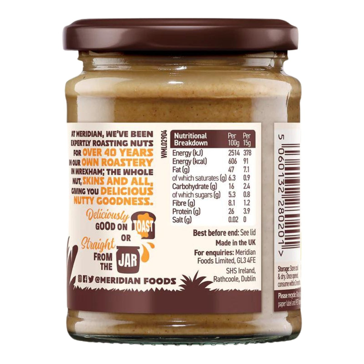 Organic Smooth Peanut Butter 100% - 280g - Meridian - Spread - Eco Natural Products