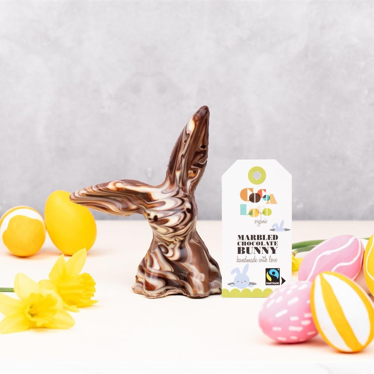 Cocoa Organic Solid Marbled Chocolate Rabbit Easter Egg 200g lifestyle image