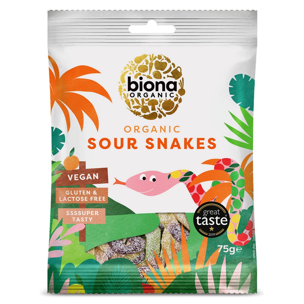 Organic Sour Snakes 75g - Biona - Jelly - Eco Natural Products