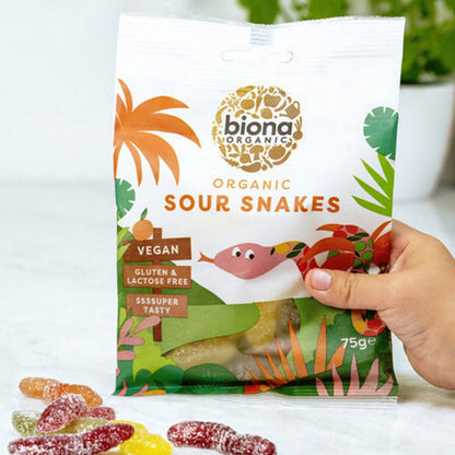 Organic Sour Snakes 75g - Biona - Jelly - Eco Natural Products