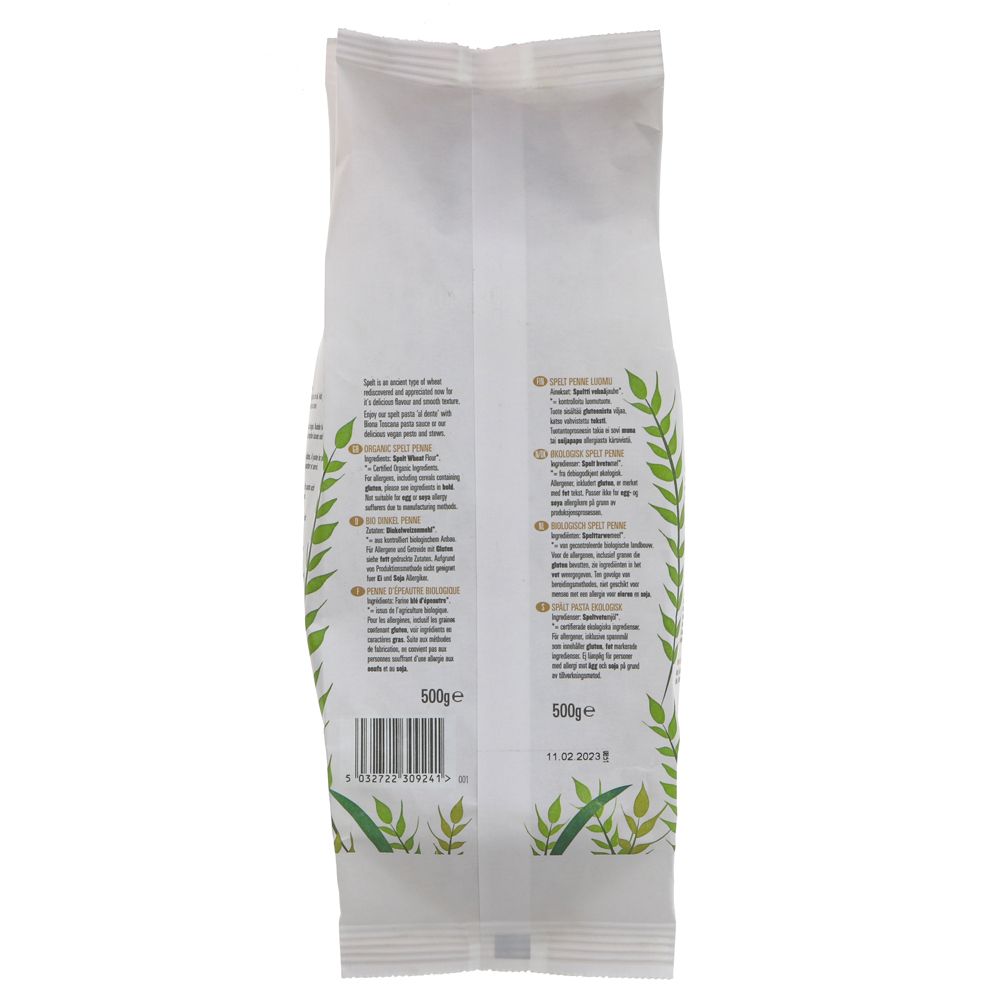Organic Spelt White Penne 500g - Biona - Pasta - Eco Natural Products