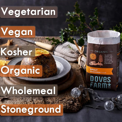 Organic Spelt Wholemeal Flour 1kg BBE 17.11.2025 - Doves Farm - Flour - Doves Farm