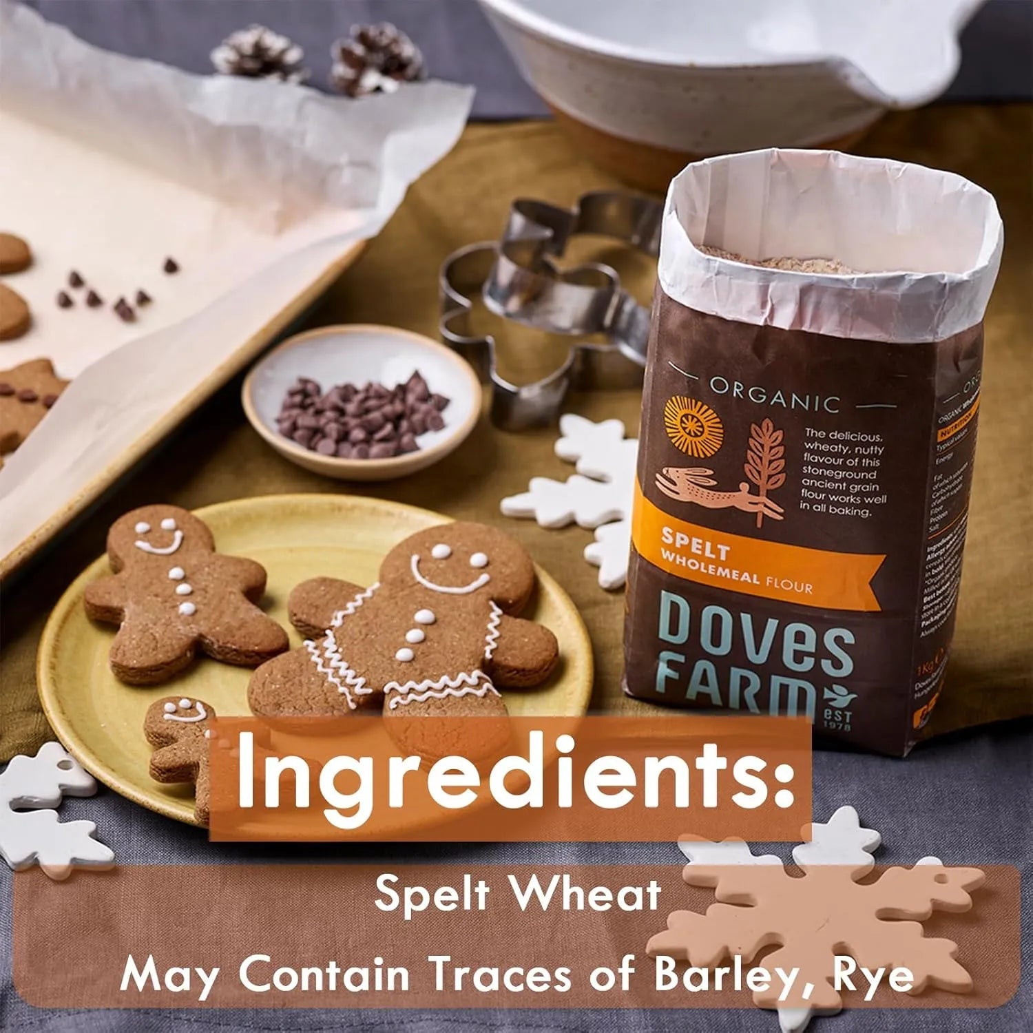 Organic Spelt Wholemeal Flour 1kg BBE 17.11.2025 - Doves Farm - Flour - Doves Farm