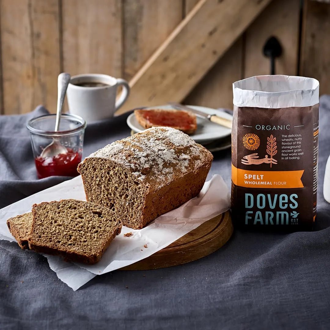 Organic Spelt Wholemeal Flour 1kg BBE 21.12.2025 - Doves Farm - Flour - Doves Farm
