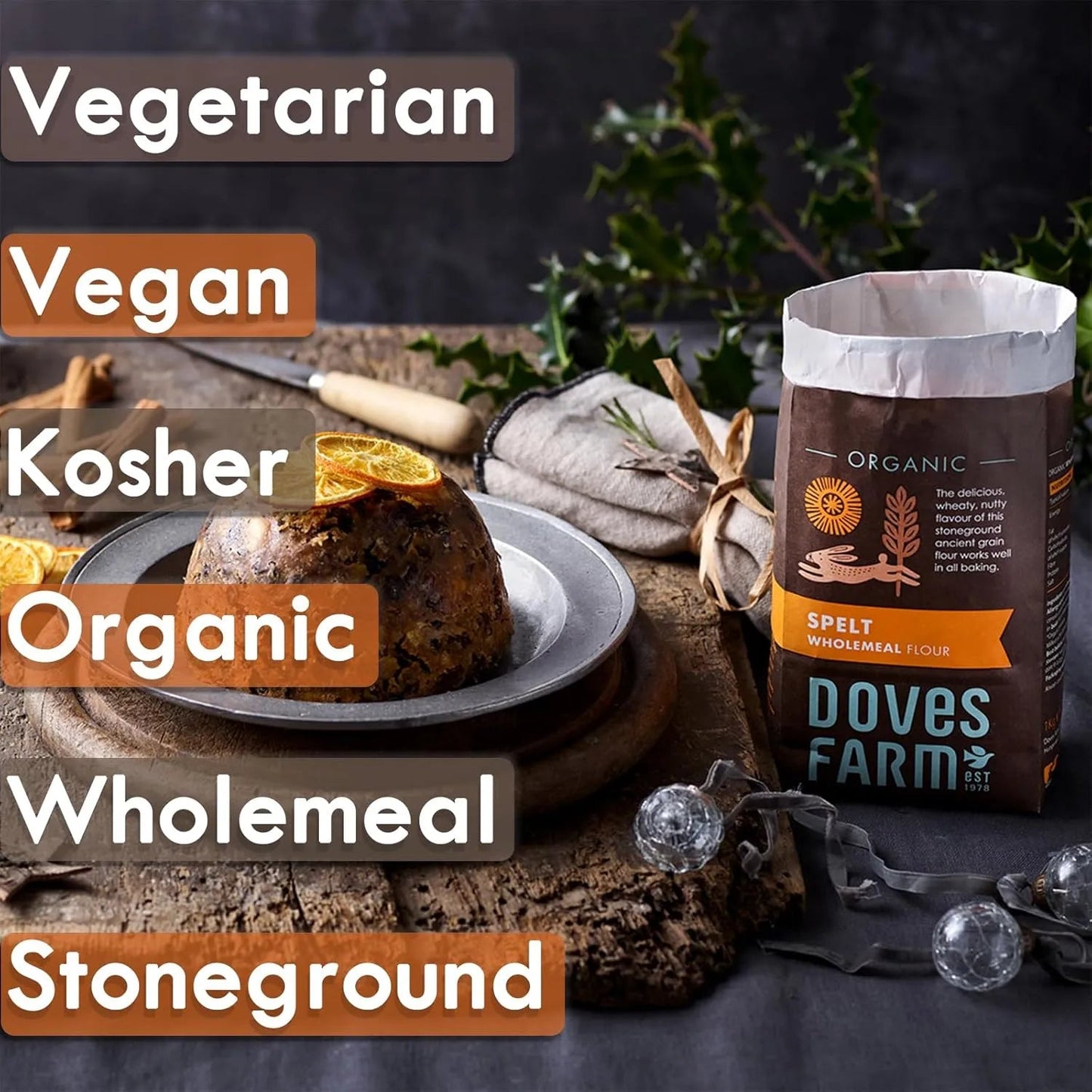 Organic Spelt Wholemeal Flour 1kg BBE 21.12.2025 - Doves Farm - Flour - Doves Farm