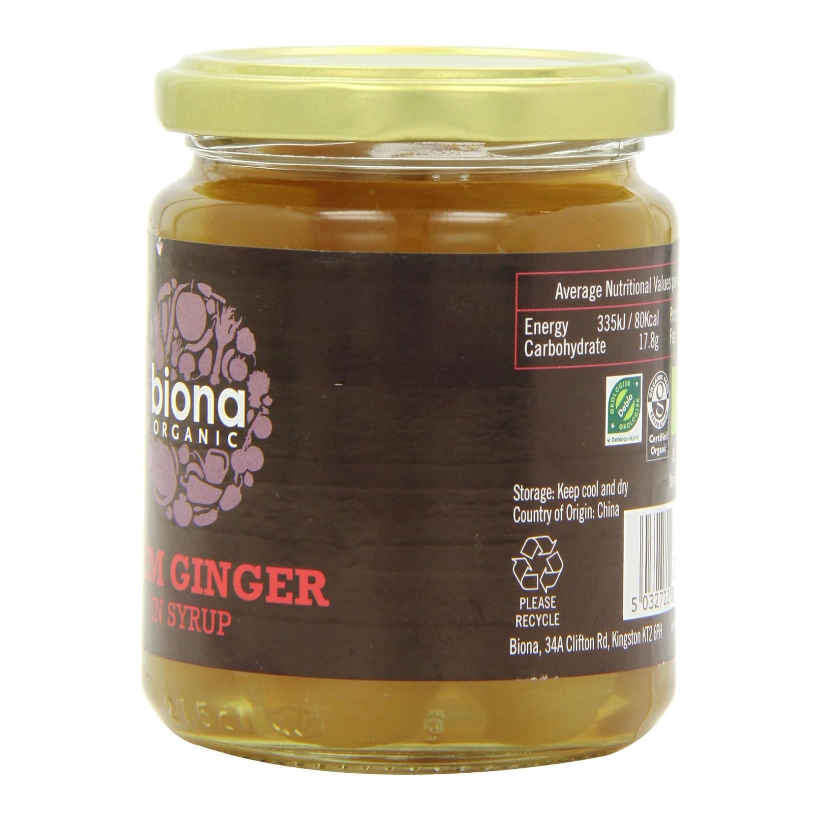 Organic Stem Ginger in Syrup 330g - Biona - Ginger - Eco Natural Products