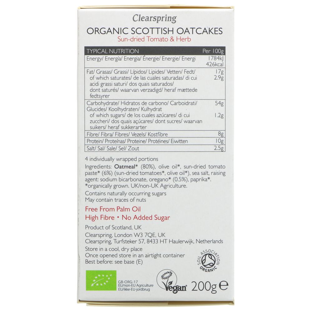 Organic Sun - dried Tomato & Herb Oatcakes 200g - Clearspring - Cake - Eco Natural Products