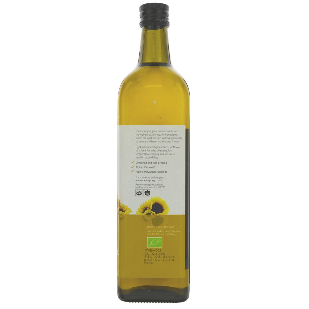 Organic Sunflower Cold Pressed Oil 1L - Clearspring - Oil - Eco Natural Products