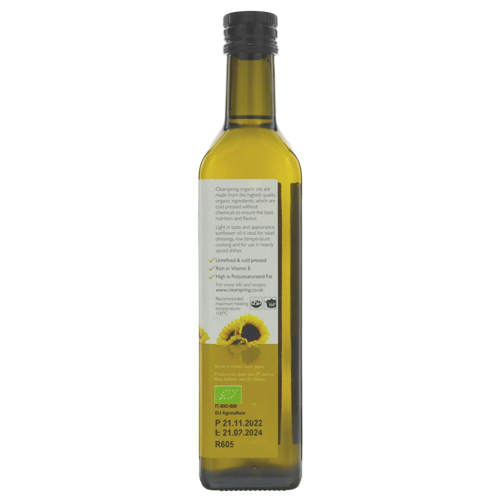 Organic Sunflower Cold Pressed Oil 500ml - Clearspring - Oil - Eco Natural Products