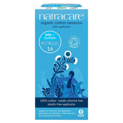 Organic Super Applicator Tampons 16 Per Pack - Natracare - Feminine Sanitary Supplies - Eco Natural Products
