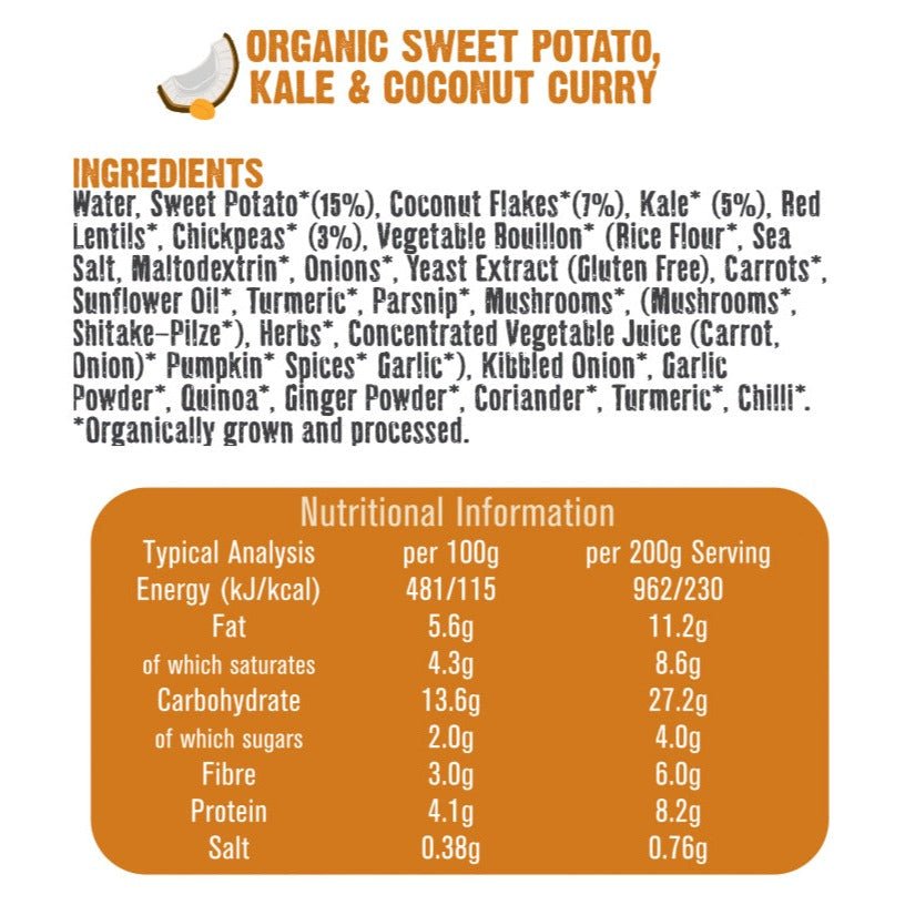 Organic Sweet Potato Kale & Coconut Curry 400g - Free & Easy - Meal - Eco Natural Products