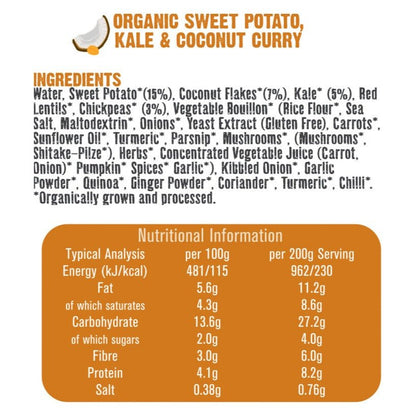 Organic Sweet Potato Kale & Coconut Curry 400g - Free & Easy - Meal - Eco Natural Products
