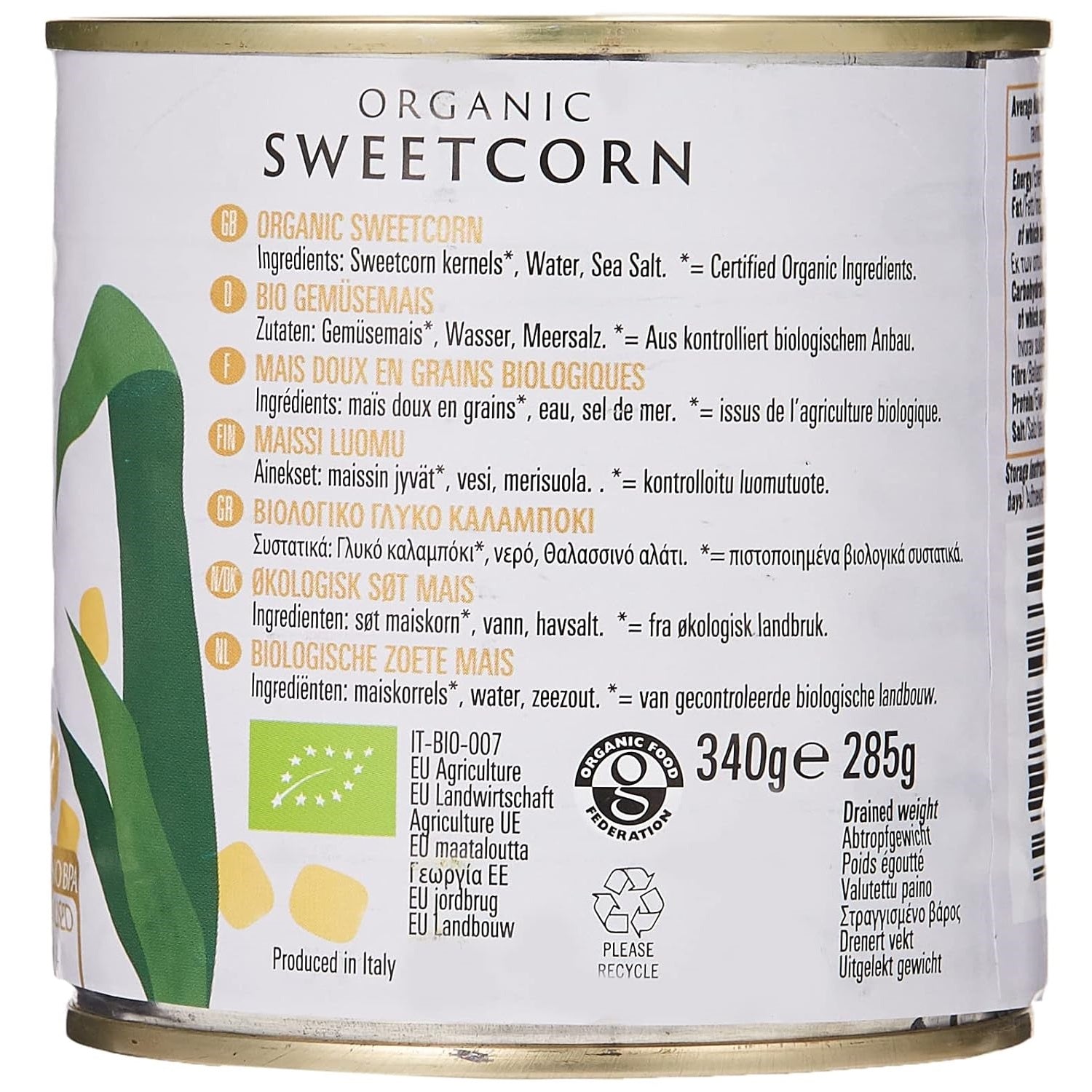 Organic Sweetcorn in Can 340g - Biona - Preserved Vegetables - Eco Natural Products