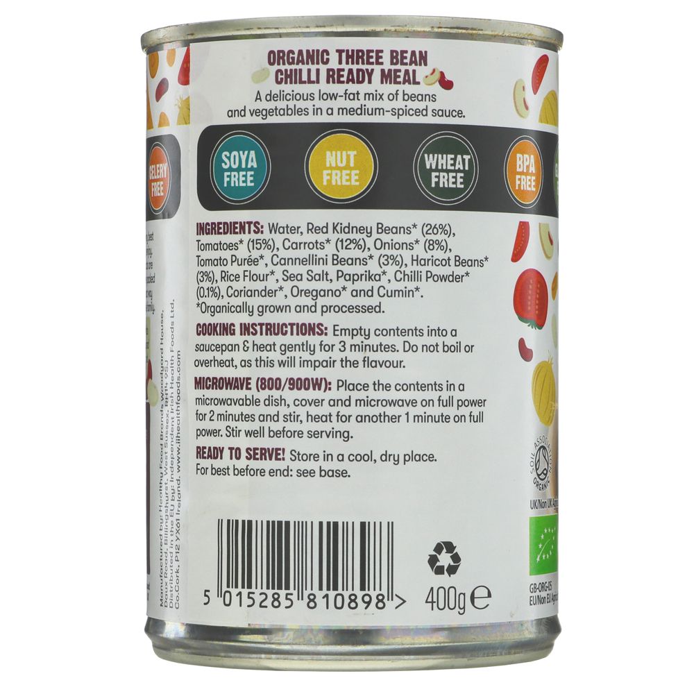 Organic Three Bean Chilli 400g - Free & Easy - Meal - Eco Natural Products
