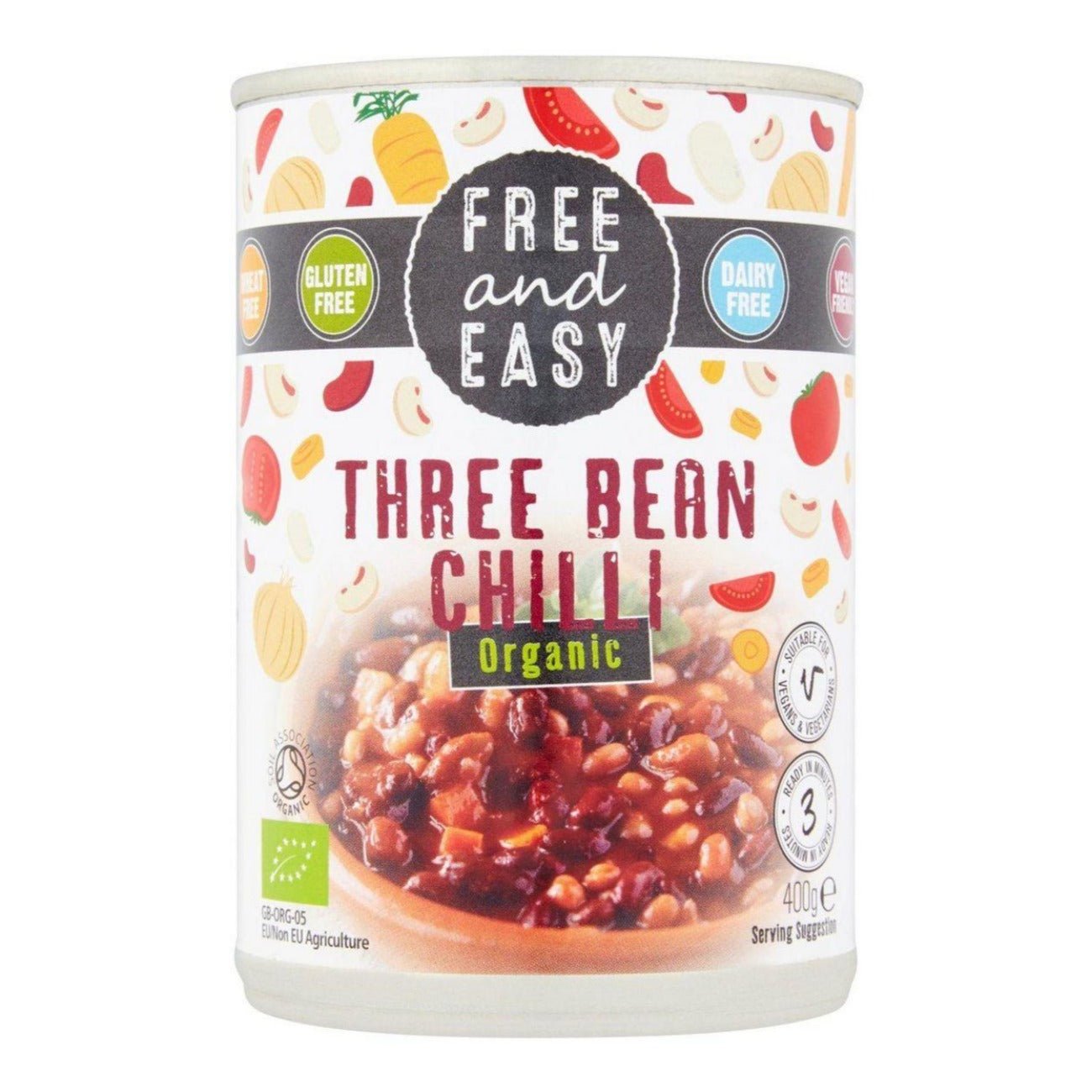 Organic Three Bean Chilli 400g - Free & Easy - Meal - Eco Natural Products