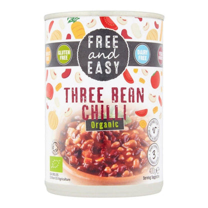 Organic Three Bean Chilli 400g - Free & Easy - Meal - Eco Natural Products