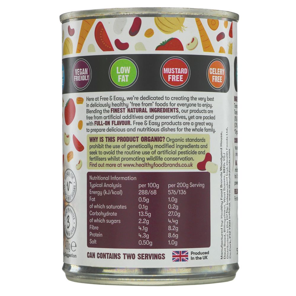 Organic Three Bean Chilli 400g - Free & Easy - Meal - Eco Natural Products