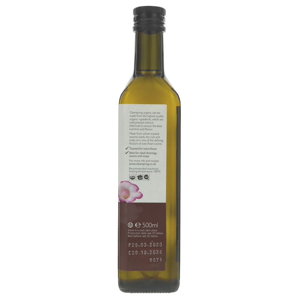 Organic Toasted Sesame Cold Pressed Oil 500ml - Clearspring - Oil - Eco Natural Products