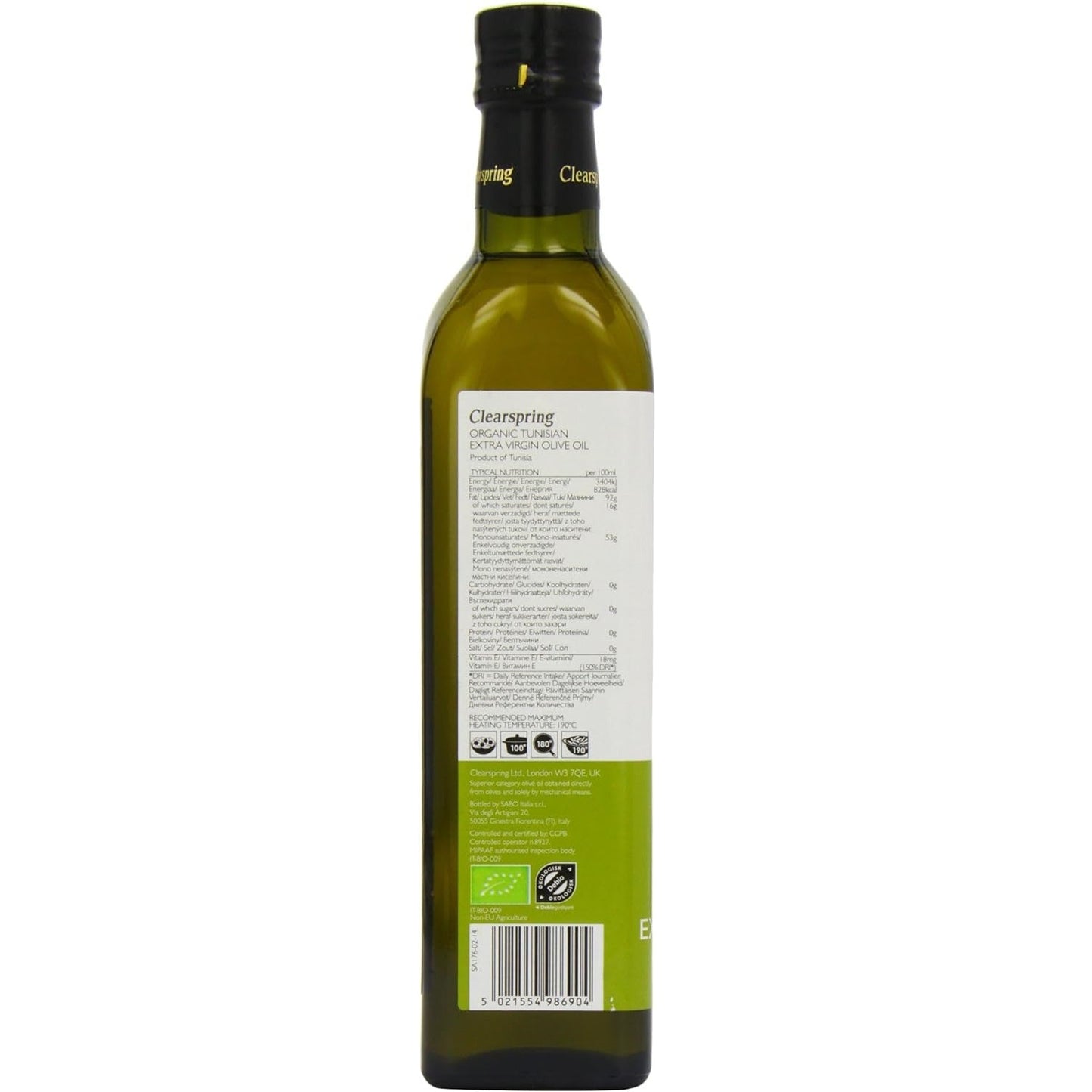 Organic Tunisian Extra Virgin Olive Cold Pressed Oil 500ml - Clearspring - Oil - Eco Natural Products