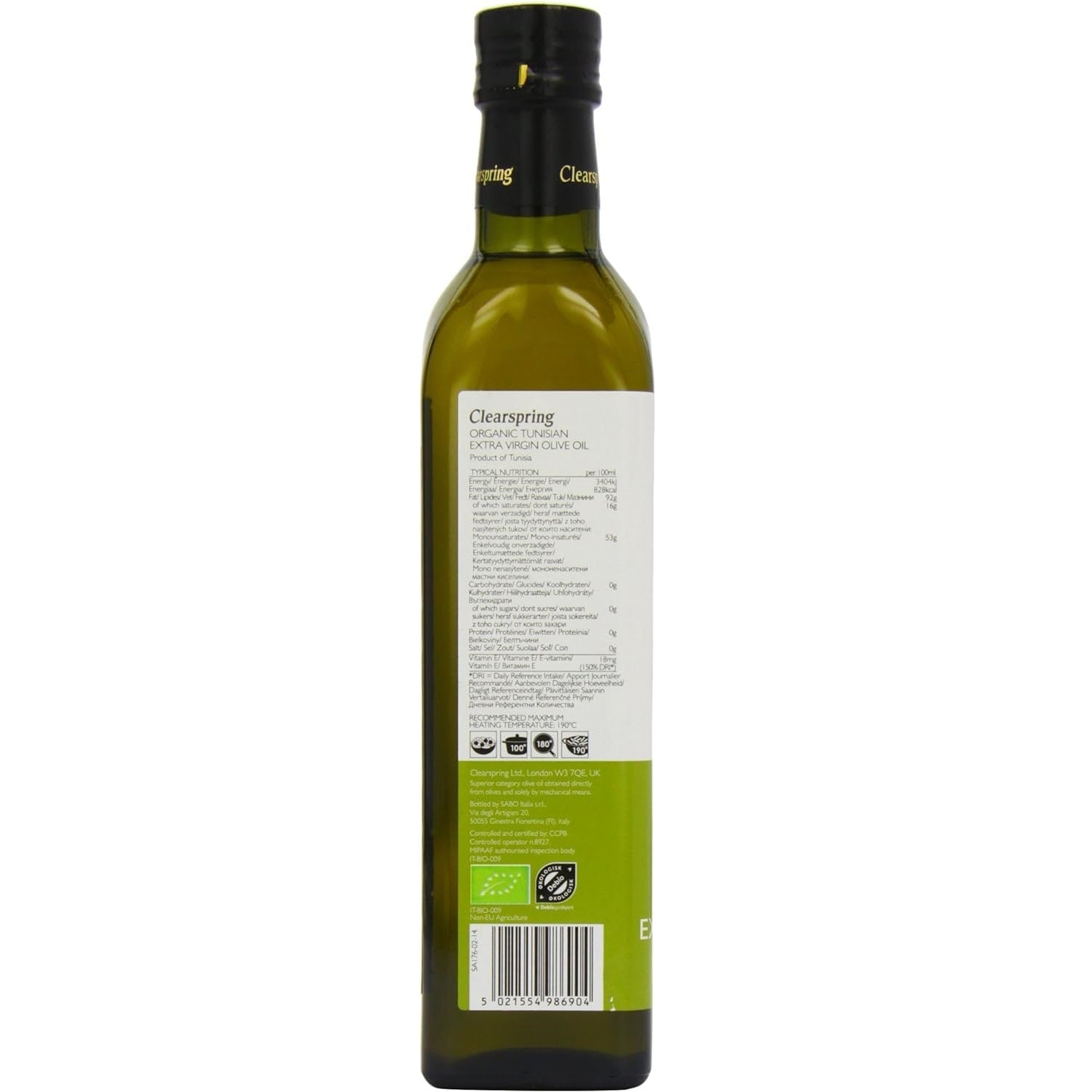 Organic Tunisian Extra Virgin Olive Cold Pressed Oil 500ml - Clearspring - Oil - Eco Natural Products