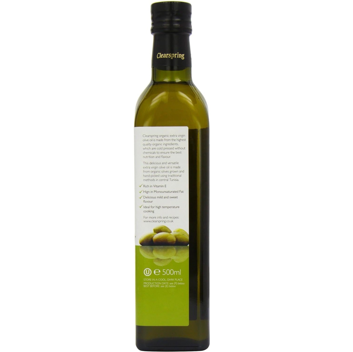 Organic Tunisian Extra Virgin Olive Cold Pressed Oil 500ml - Clearspring - Oil - Eco Natural Products