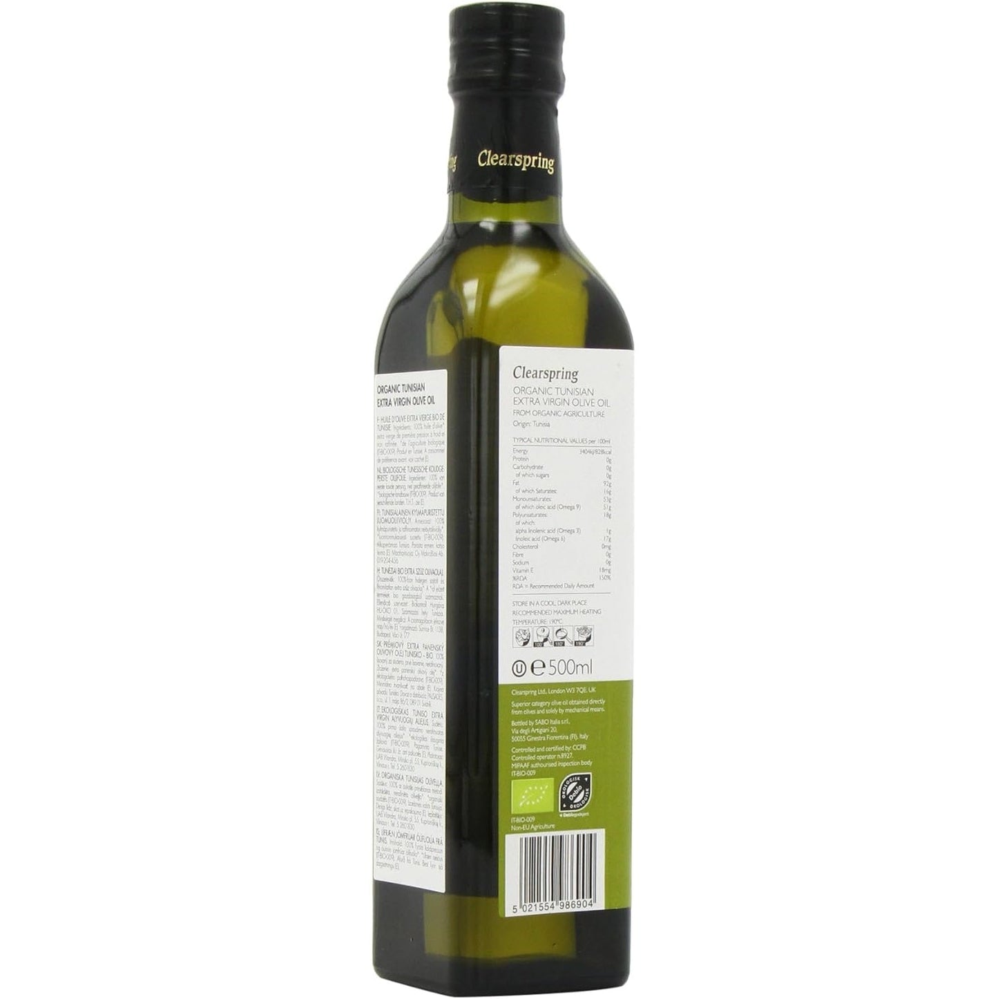 Organic Tunisian Extra Virgin Olive Cold Pressed Oil 500ml - Clearspring - Oil - Eco Natural Products