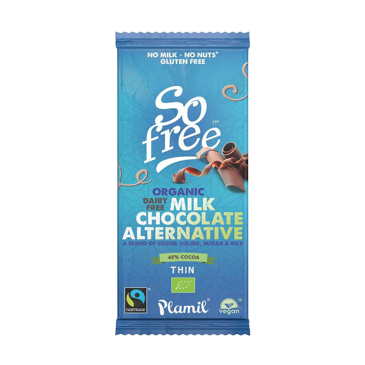 Organic Vegan Smooth So Free Thin Chocolate Bar 80g - Plamil - Chocolate Bar - Eco Natural Products