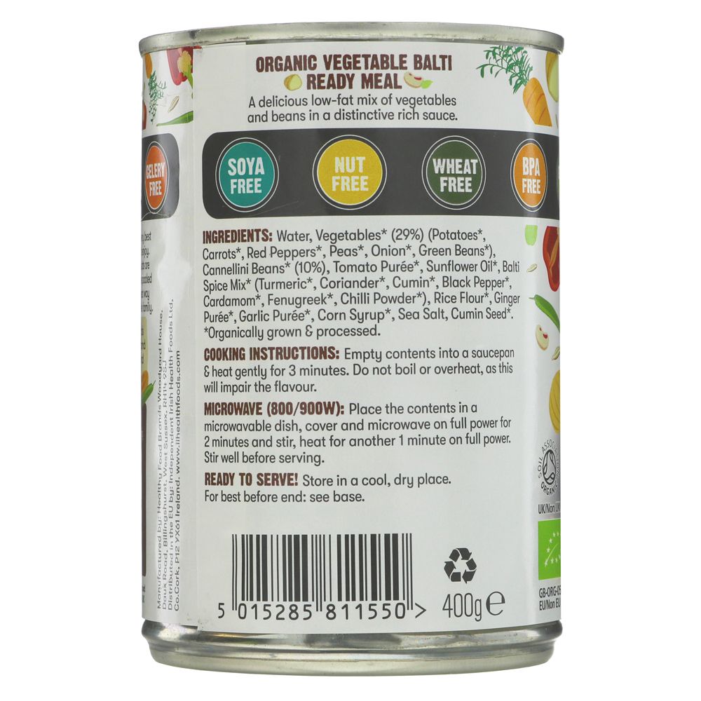 Organic Vegetable Balti Ready Meal 400g - Free & Easy - Meal - Eco Natural Products