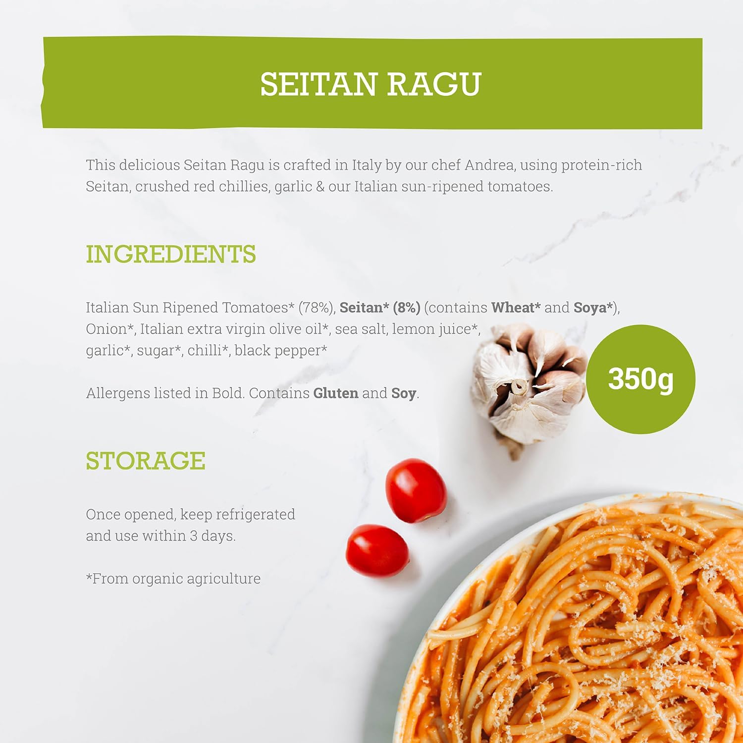 Organic Vegetarian Seitan Ragu 350g - Mr Organic - Pasta Sauce - Eco Natural Products