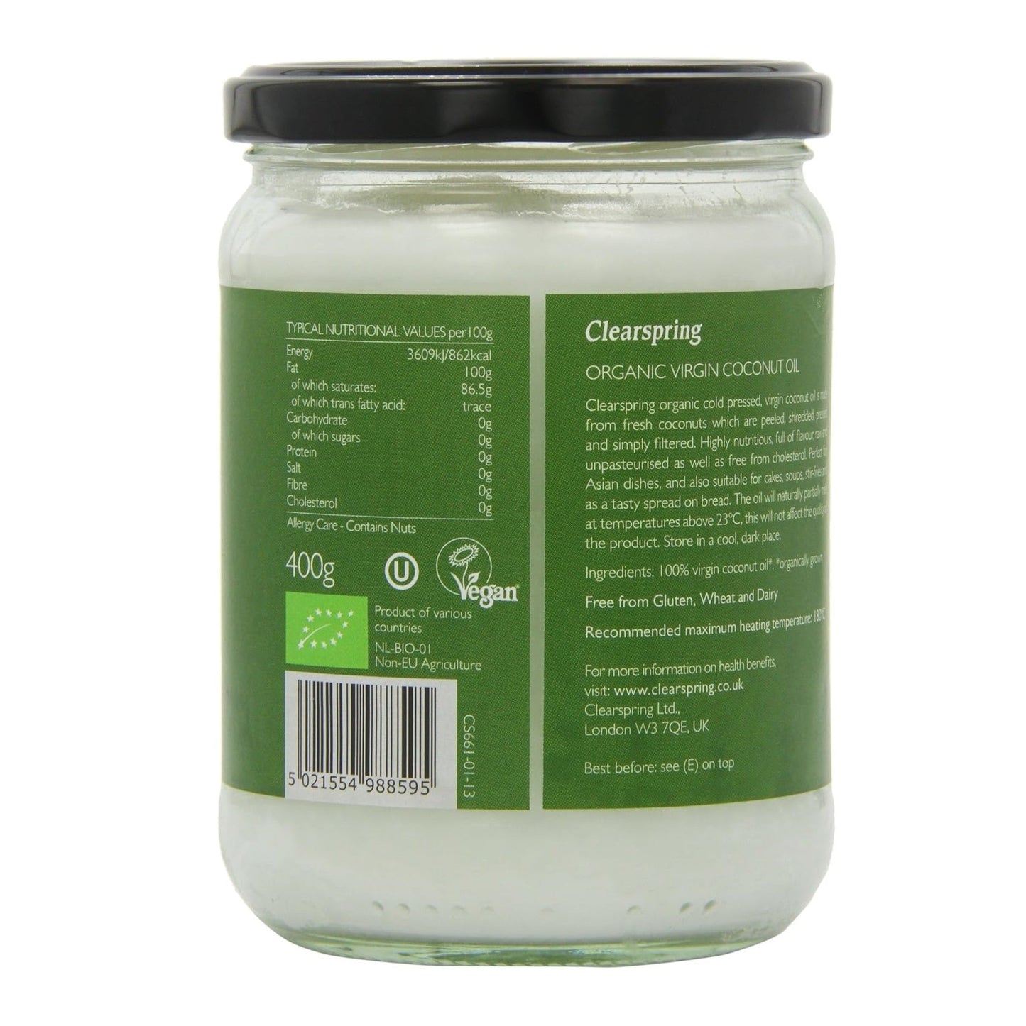 Organic Virgin Coconut Oil 400g - Clearspring - Coco Oil - Eco Natural Products