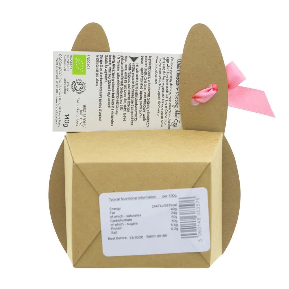 Organic White Chocolate & Raspberry Mini Eggs Easter 140g - Cocoa Loco - Chocolates - Cocoa Loco