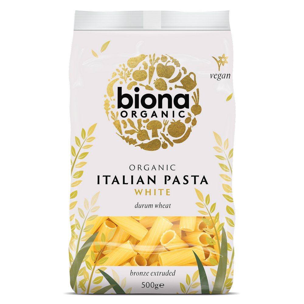 Organic White Rigatoni Bronze Extruded 500g - Biona - Pasta - Eco Natural Products