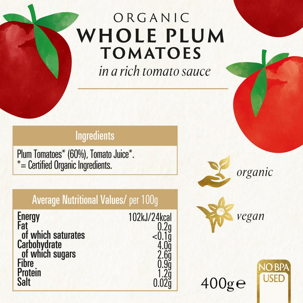 Organic Whole Plum Tomatoes 400g - Biona - Tomatoes - Eco Natural Products