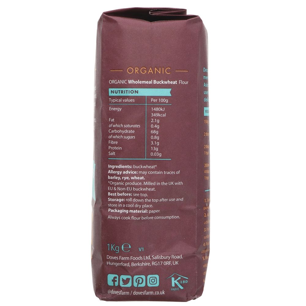 Organic Wholegrain Buckwheat Flour 1kg - Doves Farm - Flour - Eco Natural Products