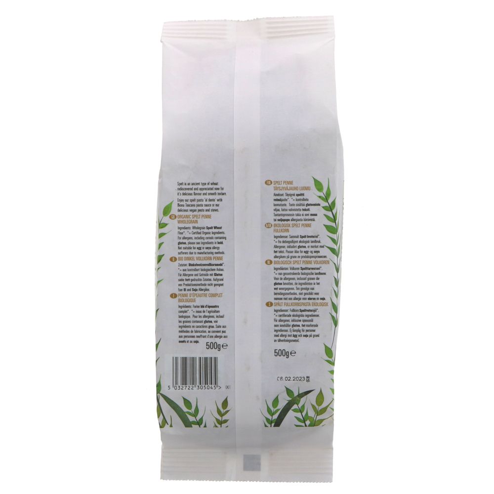 Organic Wholemeal Spelt Penne 500g - Biona - Pasta - Eco Natural Products